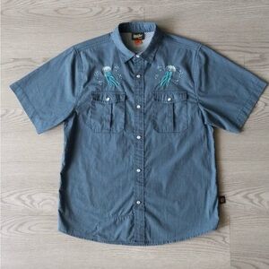 Howler Brothers Pearl Snap Embroidered Jellyfish Western SS Shirt- Kids XL